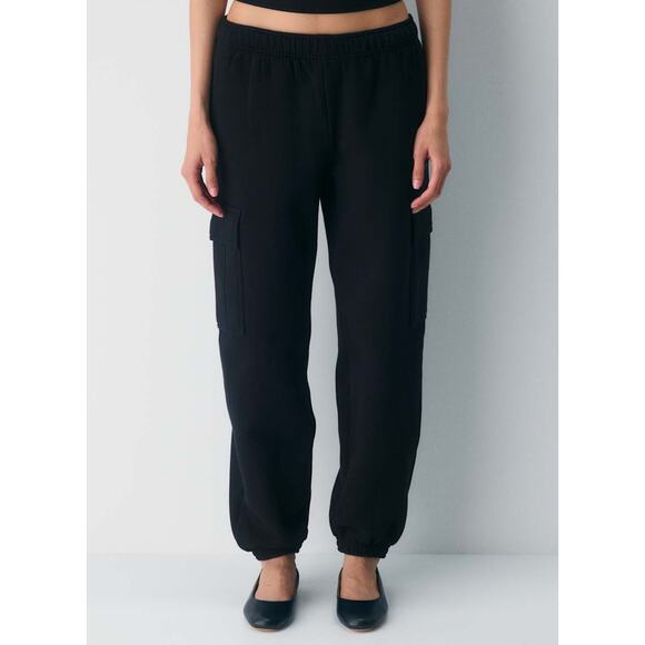 Aritzia TNA Black Cozy Fleece Sweatfleece Mega Cargo Jogger Thick Sweatpants XS - Picture 3 of 13